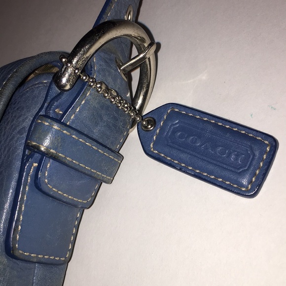 COACH dusty blue distressed hobo w/mono lining - Picture 5 of 8